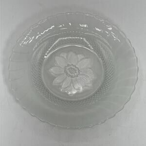 Vintage KIG Malaysia Clear Frosted Sunflower Plate 8.75" Gorgeous!